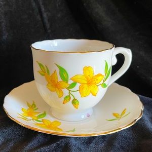 Vintage English Bone China by Giftcraft. Made in England.  Yellow flowers